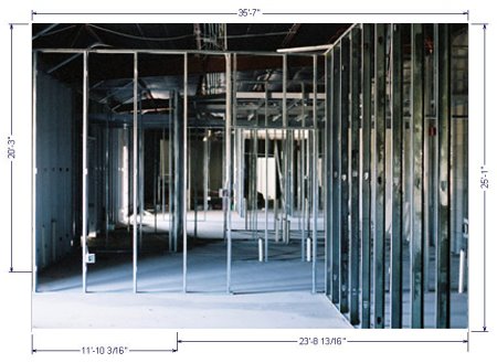 Commercial tenant space build-out metal studs